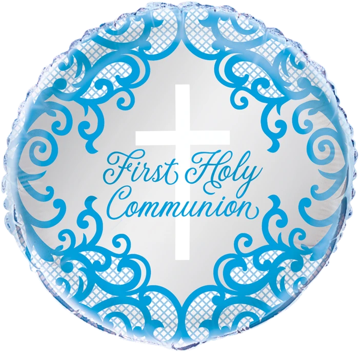 18In Fancy Blue Cross 1St Communion Foil Balloon