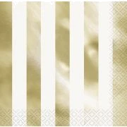 (16) Gold Foil Stripes Lnapkins