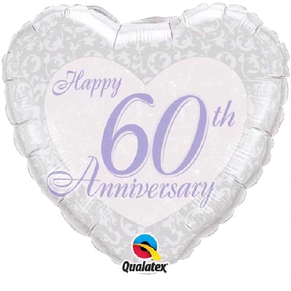 60TH ANNI HEART 18IN FOIL BALLOON