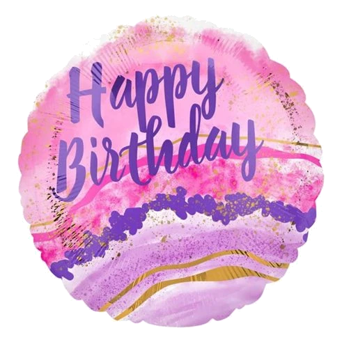 18In Birthday Watercolour Marble Foil Balloon