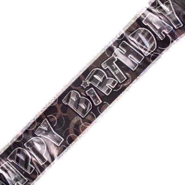 9FT BLACK GLITZ B/DAY FOIL BANNER