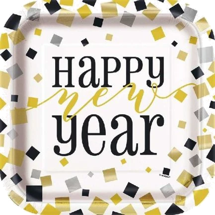 (8) 9In New Year Sq Plates