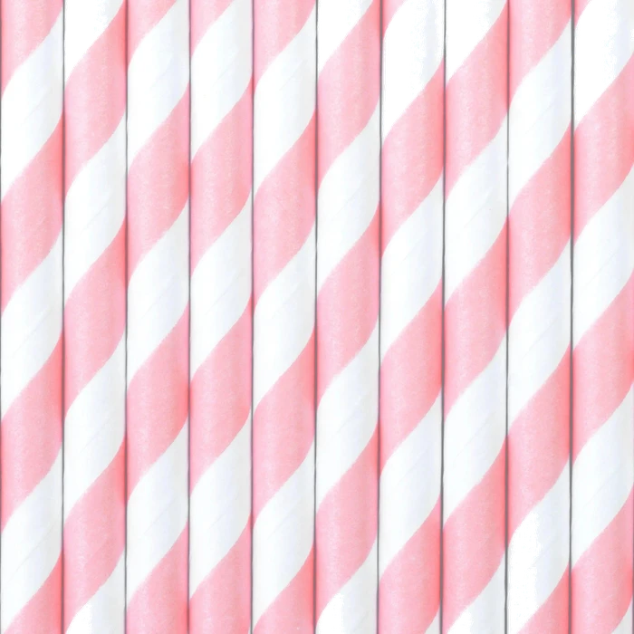 (10) Light Pink Stripes Paper Straws