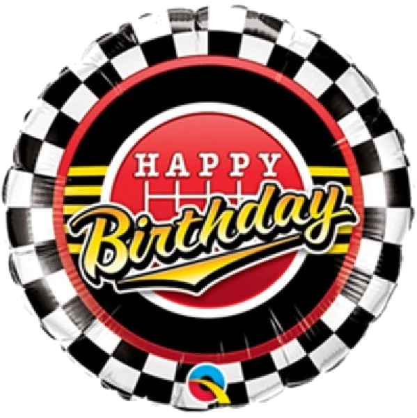 18IN B/DAY CHECKERED PATTERN FOIL BALLOON