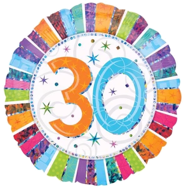 RADIANT 30TH B/DAY 18IN FOIL BALLOON