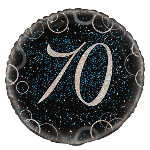 18IN BLUE PRISMATIC 70TH FOIL BALLOON