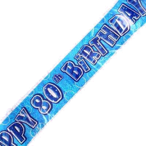 9FT BLUE GLITZ 80TH BANNER