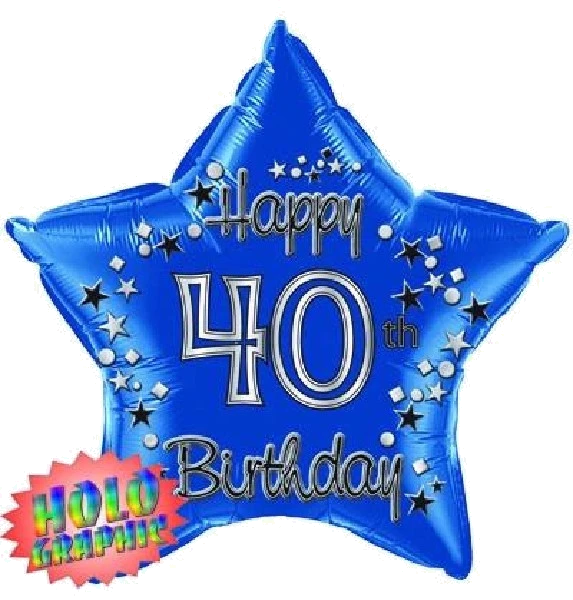 22IN 40TH BLUE FOIL BALLOON