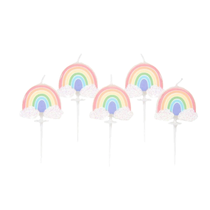5Pk 6Cm Pastel Rainbow Pick Candles