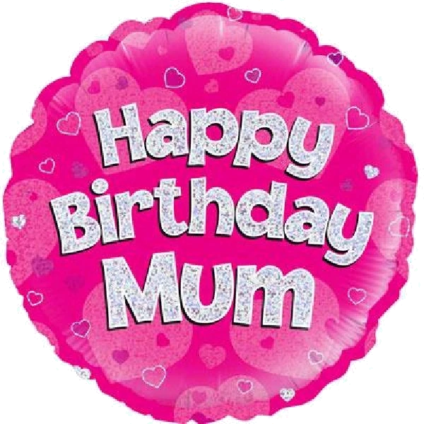 18In Happy Bday Mum Pink Foil