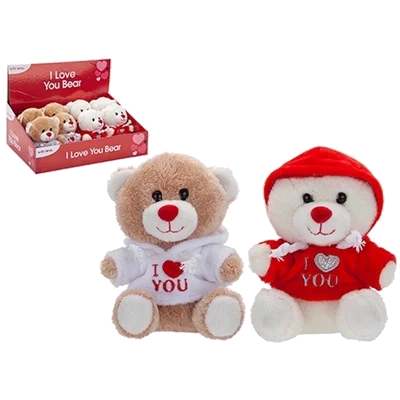 I Love You Bear With Hoody 5 Inch Assorted