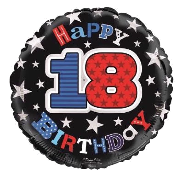18TH B/DAY MALE 18IN FOIL BALLOON