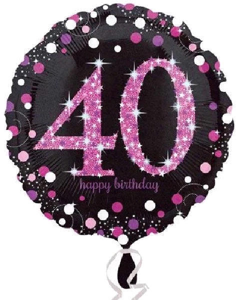 40TH PINK SPARKLES 18IN FOIL BALLOON
