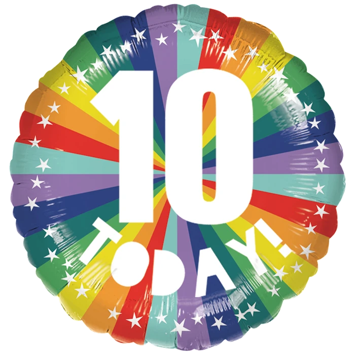 18In 10 Today Birthday Brights Foil Balloon
