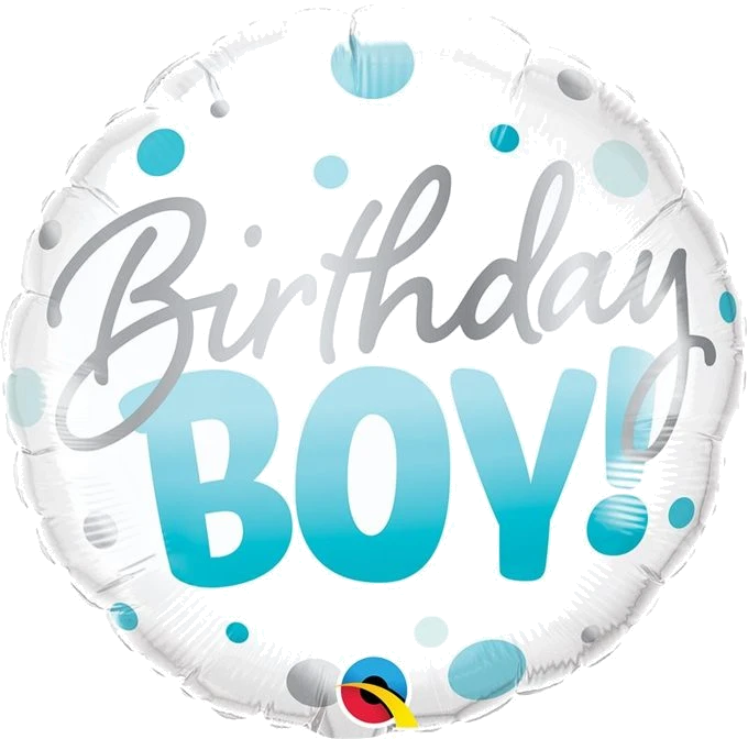 18In Birthday Boy Blue Dots Foil Balloon