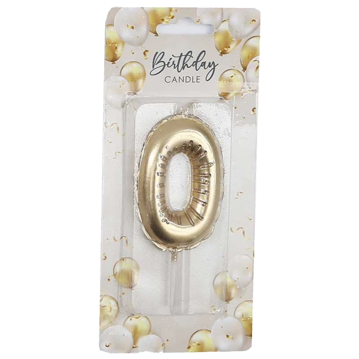 6Cm Gold Balloon Shaped Numeral 0 Candle
