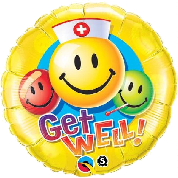 GET WELL SMILEY FACES 18IN FOIL BALLOON