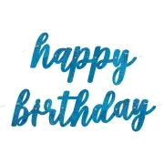 2Pc Glitz Blue Happy Birthday Jointed Banner
