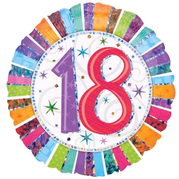 RADIANT 18TH B/DAY 18IN FOIL BALLOON