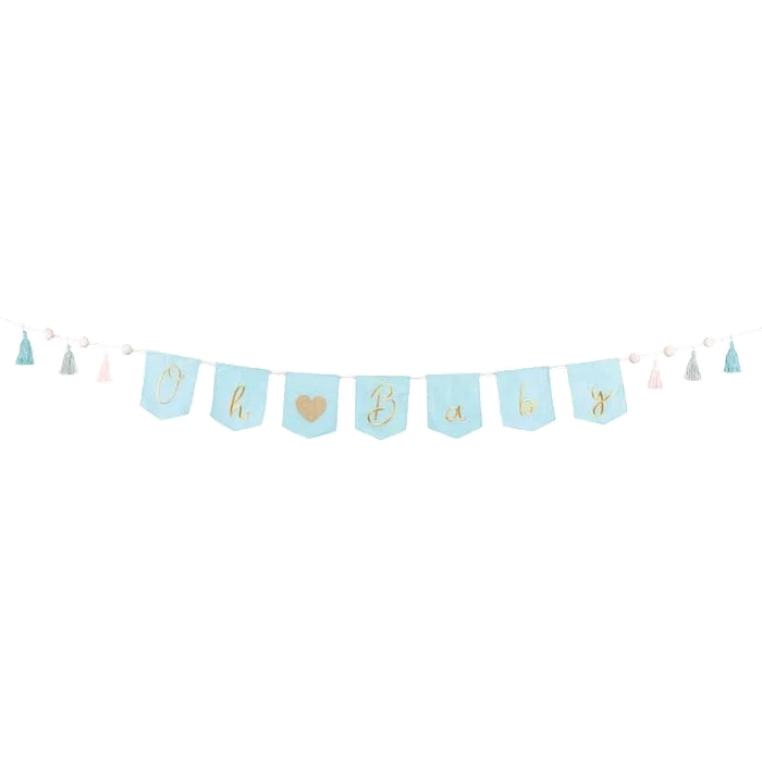 2.5M Sky Blue Banner Oh Baby With Tassels