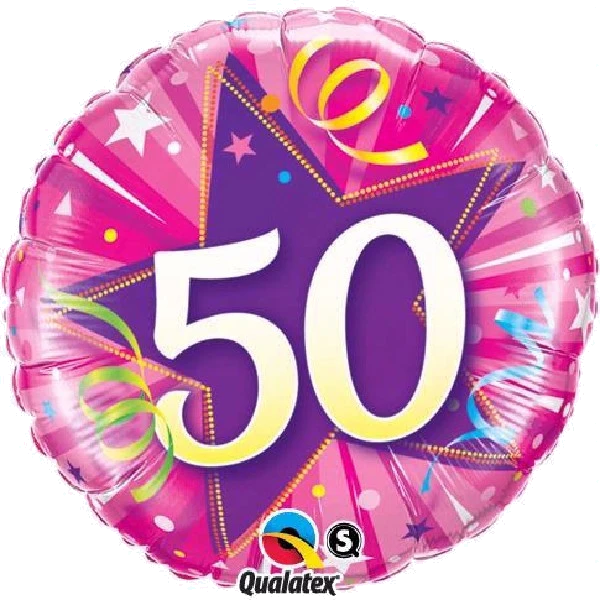 50TH B/DAY PINK 18IN FOIL BALLOON