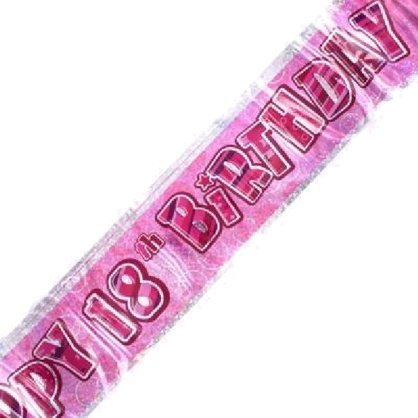 9FT PINK GLITZ 18TH FOIL BANNER