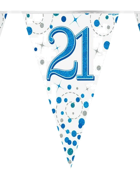 3.9M 21St Birthday Blue Sparkling Fizz Bunting