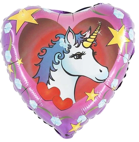 18In Unicorn Head Heart Shaped Foil Balloon