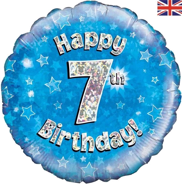 18In Happy 7Th Bday Blue Foil