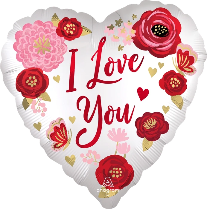 18In Love You Flowers Satin Foil