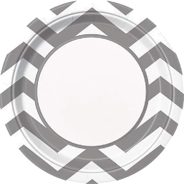 8PK 9IN SILVER CHEVRON PLATES