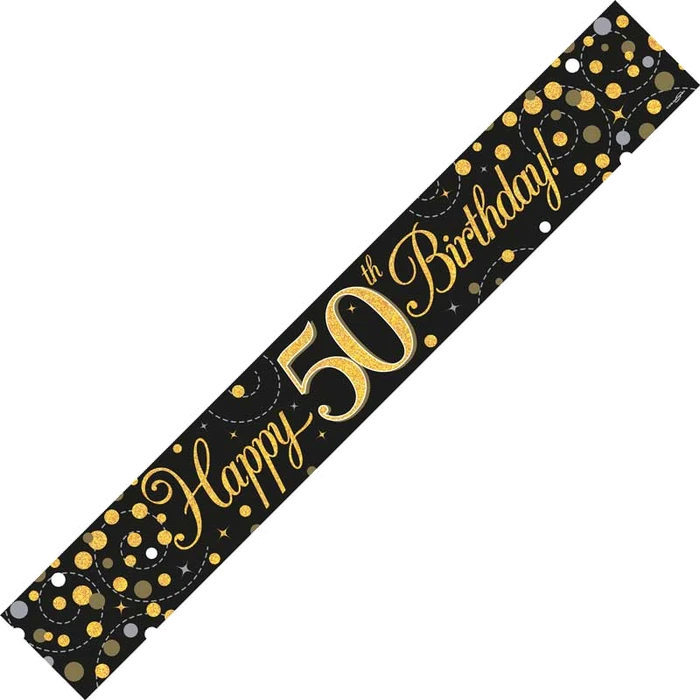 9Ft Black & Gold 50Th Banner