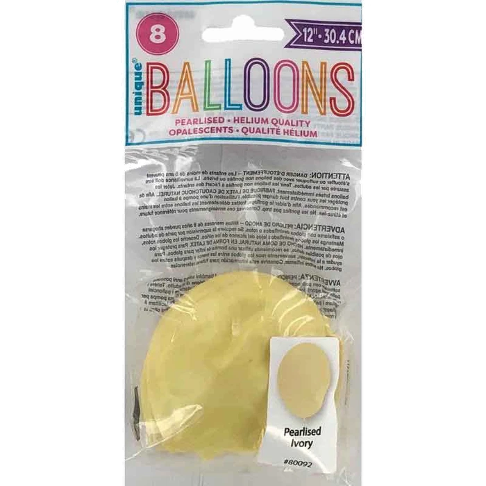 (8) 12In Ivory Pearlised Balloons