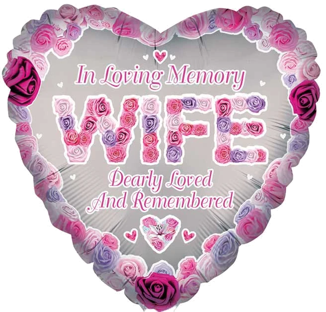 18In Wife Heart Remembrance Foil Balloon
