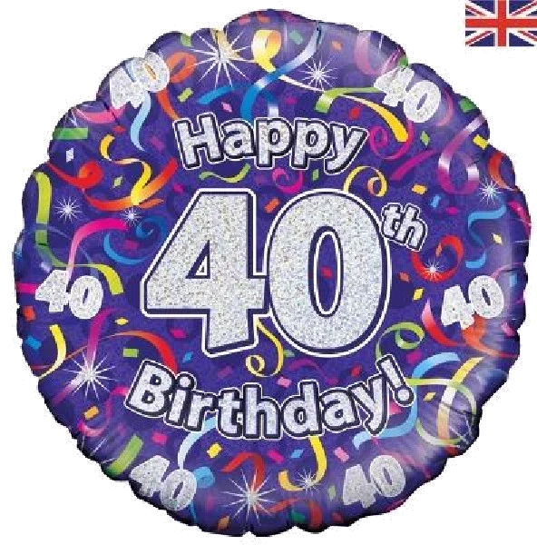 40TH B/DAY STREAMERS HOLO 18IN FOIL