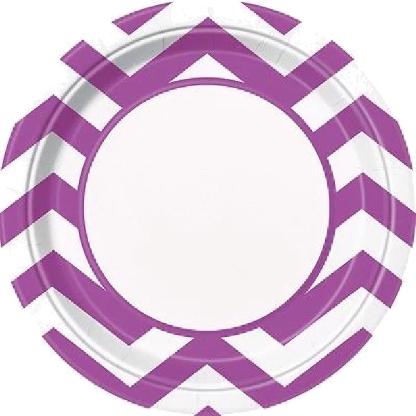 8PK 9IN PRETTY PURPLE CHEVRON PLATES