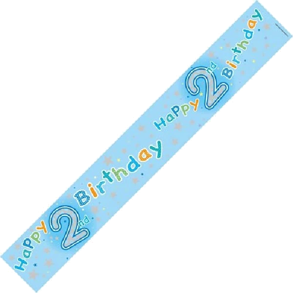 2ND BIRTHDAY BOY HOLO 9FT BANNER