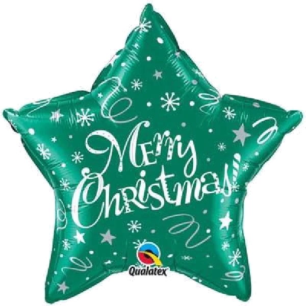 20In Merry Christmas Green Star Foil