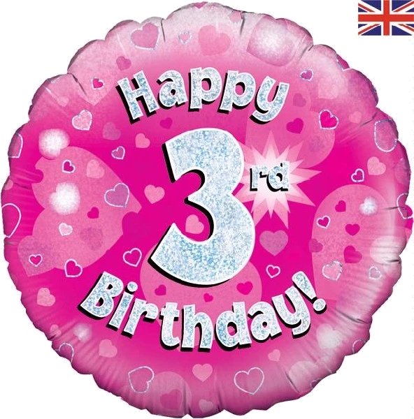 18In Happy 3Rd Bday Pink Foil