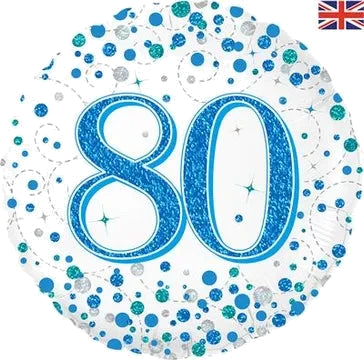 18In 80Th Sparkling Fizz Birthday Blue Foil Balloon
