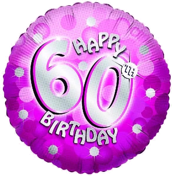 SPARKLE PINK 60TH 18IN FOIL BALLOON