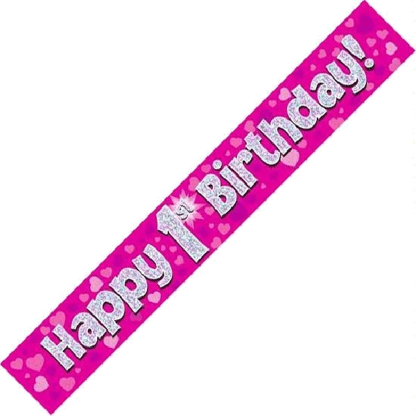 9FT PINK HOLO. 1ST B/DAY BANNER