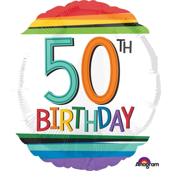 RAINBOW 50TH BIRTHDAY FOIL BALLOON