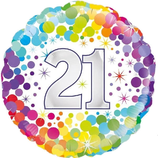 18IN COLOURFUL CONFETTI 21ST B/DAY FOIL