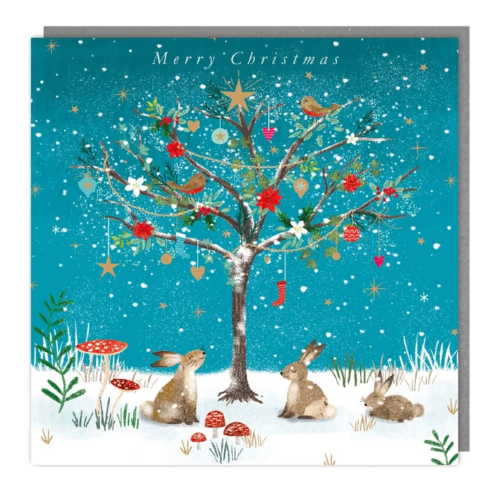 Pack Of 5 - Rabbits Under A Tree - 140X140 - Foil - Mc