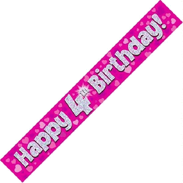 9FT PINK HOLO. 4TH B/DAY BANNER
