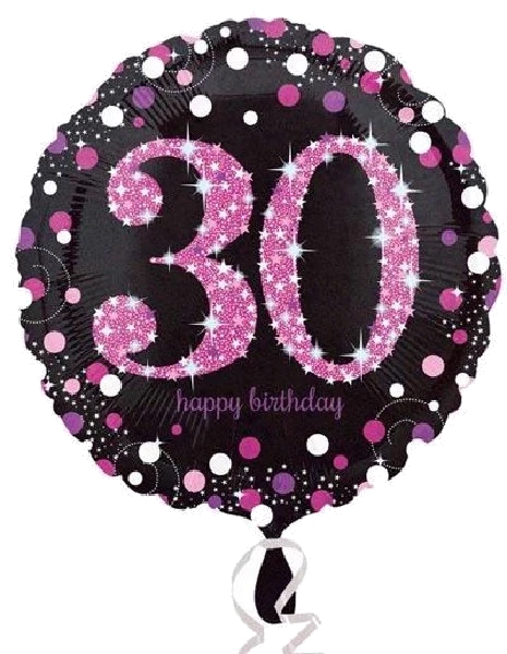 30TH PINK SPARKLES 18IN FOIL BALLOON