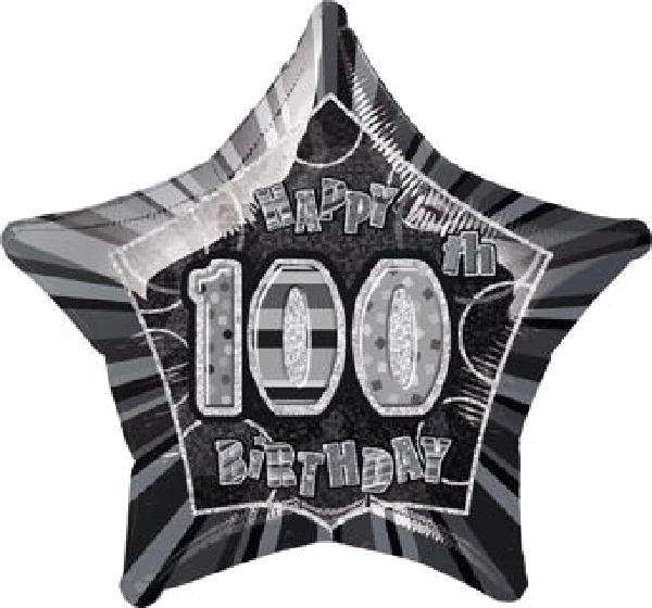 BLACK GLITZ 100TH 20IN FOIL BALLOON