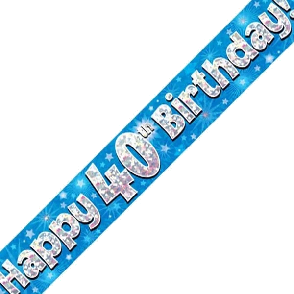 9FT 40TH BIRTHDAY BLUE BANNER