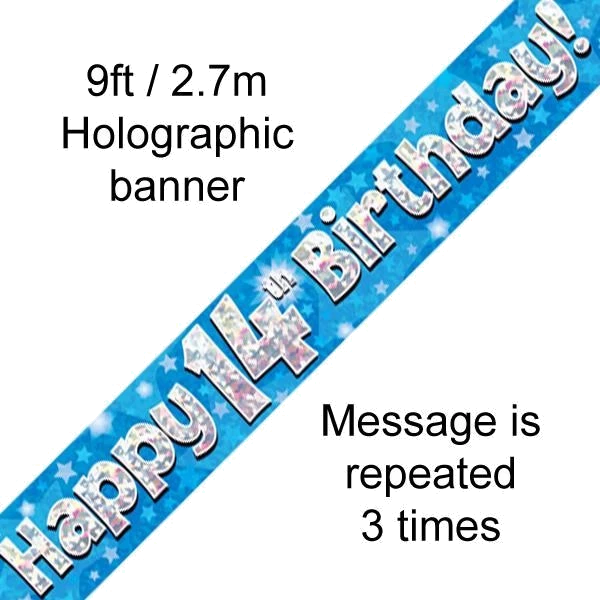 9FT 14TH BIRTHDAY BLUE BANNER